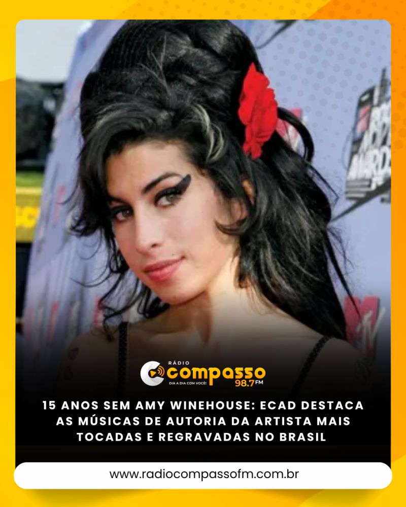 15 anos sem Amy Winehouse: Ecad destaca as músicas de autoria da artista mais tocadas e regravadas no Brasil 