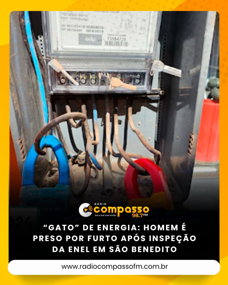 “GATO” DE ENERGIA: HOMEM É PRESO POR FURTO APÓS INSPEÇÃO DA ENEL EM SÃO BENEDITO