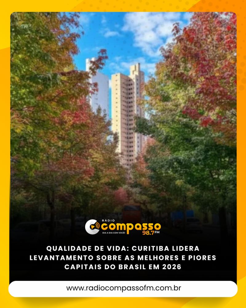 Qualidade de vida: Curitiba lidera levantamento sobre as melhores e piores capitais do Brasil em 2026